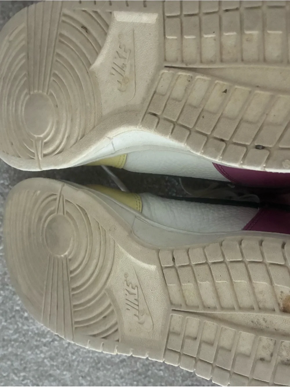 Nike Women’s White Sneakers with Purple, Pink and Yellow Panels